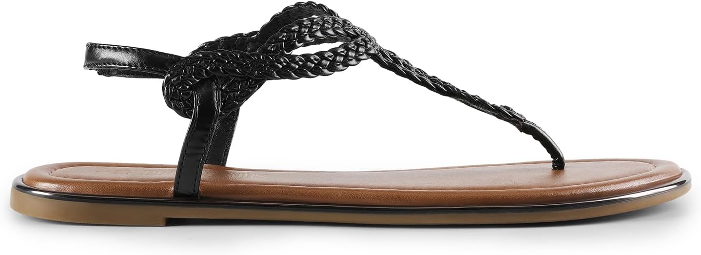 DREAM PAIRS Women's Flat Sandals Dressy Summer Stappy Comfortable Ankle Elastic T-Strap Beach Thong Sandals - Image 3