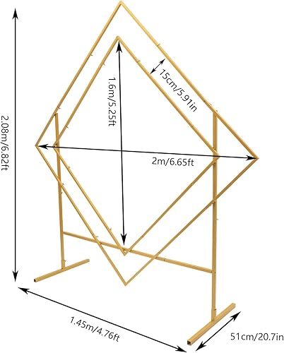 Miniatura 2 de Soporte de arco de metal grande de 6.8 pies para ceremonia de boda, arco geométrico de boda, marco de soporte de flores con base resistente, fácil
