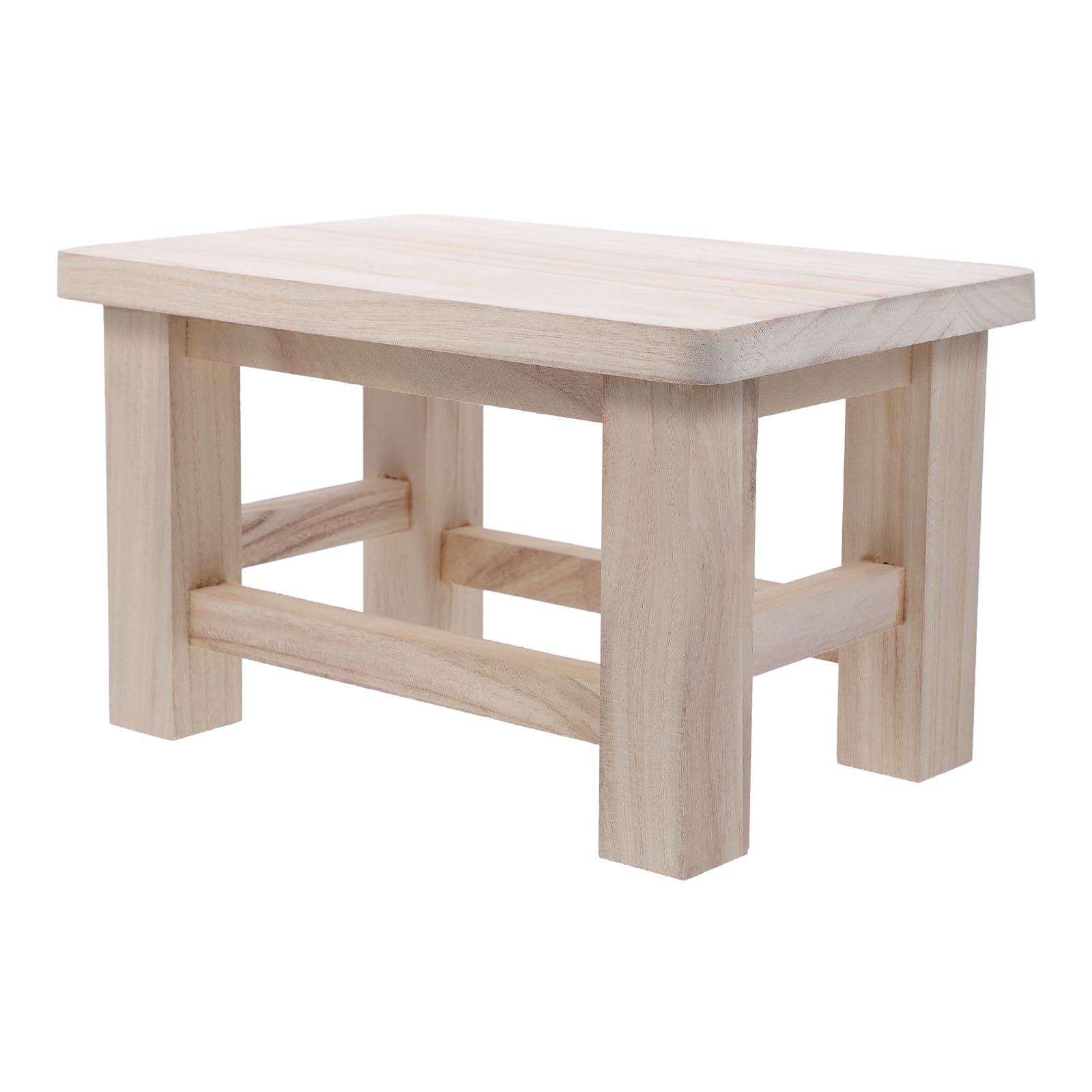 Kleiner Holzhocker mit Abgerundeten Kanten und Glatter Oberfläche Rustikaler Tritthocker für Zuhause als Schuhwechselhocker und Fußbank