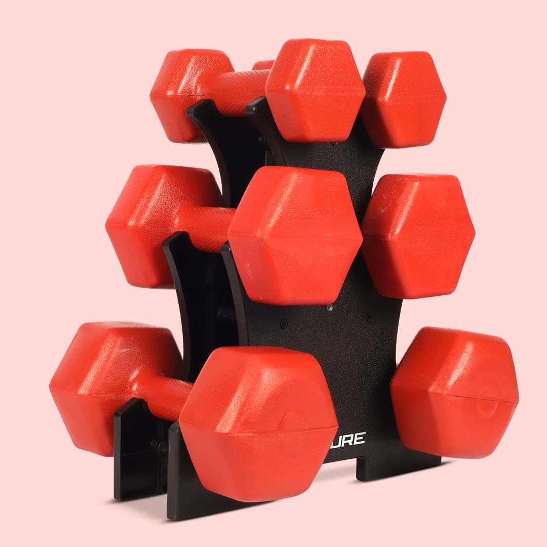 De Jure Fitness Dumbbell Pairs with Stand, Compact and Easy to Use, (1kg + 2kg + 3kg Set) Total 12 Kg (B0DC3LMJQ4) Amazon Price History, Amazon Price Tracker