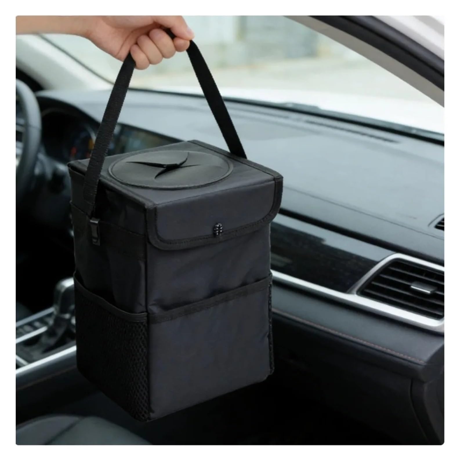Poubelle De Voiture Poubelle Voiture À Couvercle Rabattable Tissu Oxford Imperméable Lavable Pliable Rangement du Dossier Siège Suspendu Poubelles Véhicule