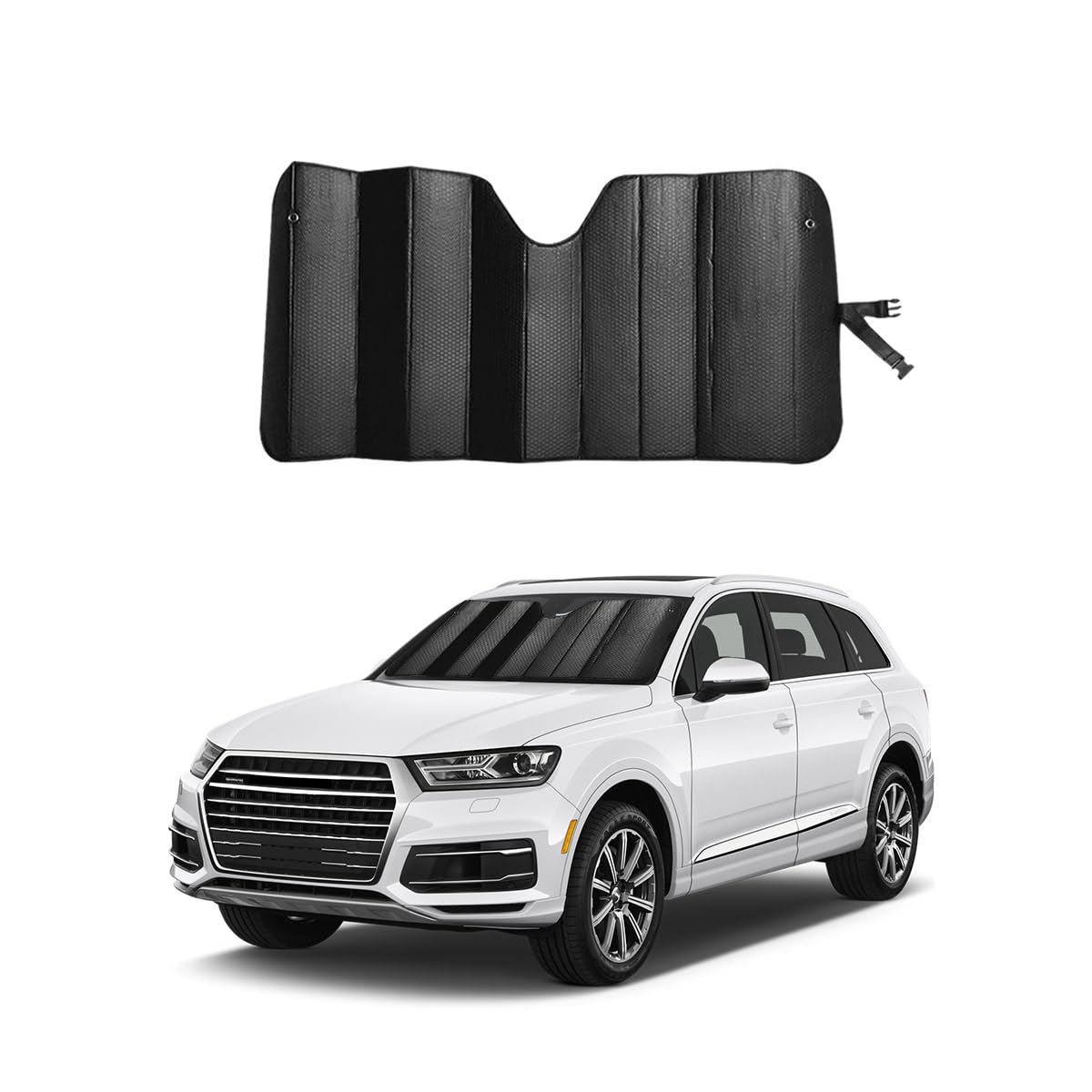 Car Windshield Sunshade, 68.5"27.6" Foldable Sunshades Reflects UV & Heat and Keep Your Vehicle Cool, Auto Front Window Reflective Visor Shield Cover, Sun Protection Car Accessories(Black)