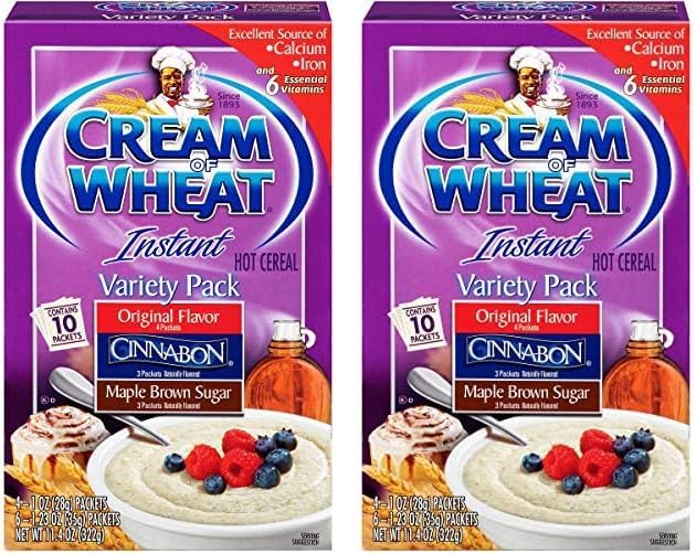 Cream Of Wheat Instant Hot Cereal Variety Pack | 10 Single-Serve Packets | Original, Cinnabon & Maple Brown Sugar