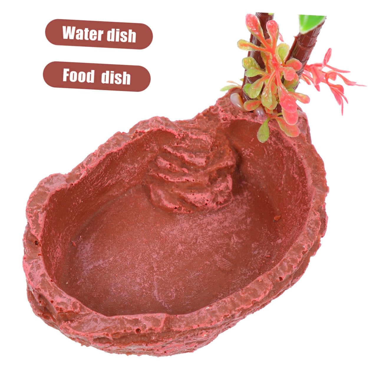 Accesorios para Fomentar la Alimentación de Resina para Reptiles Diseño Natural 2 Cuencos Verde Comederos Seguros para Serpientes y Reptiles en Terrarios
