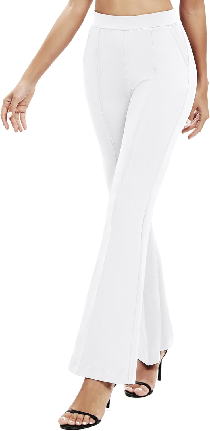 EXCHIC Women's Flare Dress Pants Stretchy Work Pants High Waist Business Office Casual Slacks with Pockets