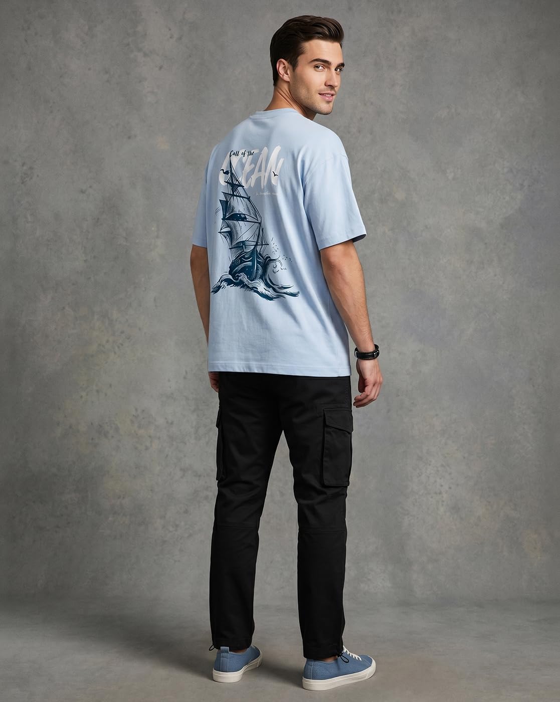 NOBERO Camiseta de algodón para hombre con estampado gráfico