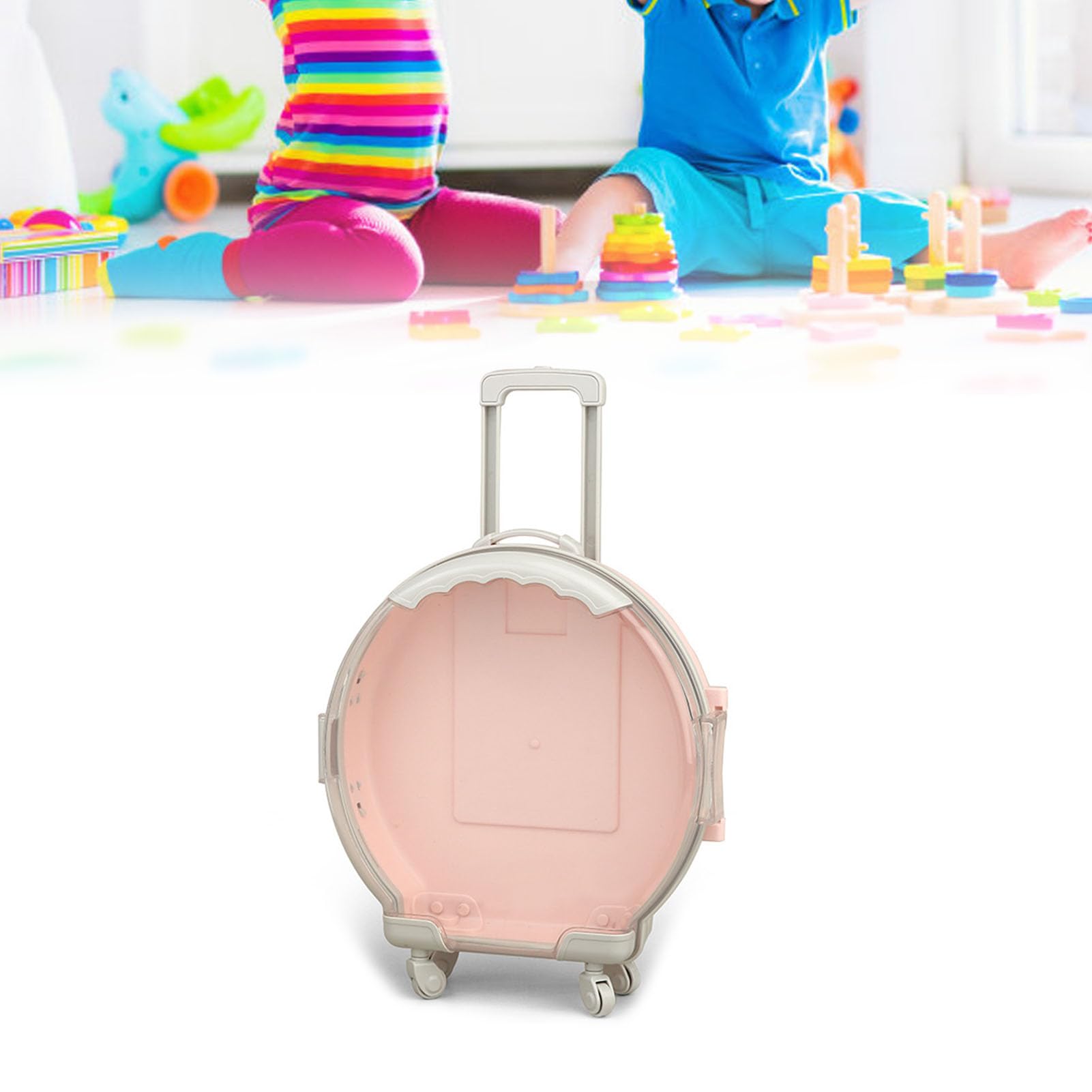 Msiud Kids Suitcases on Wheels, Portable Toy Storage Box with Wheels & Telescopic Handle - Image 3