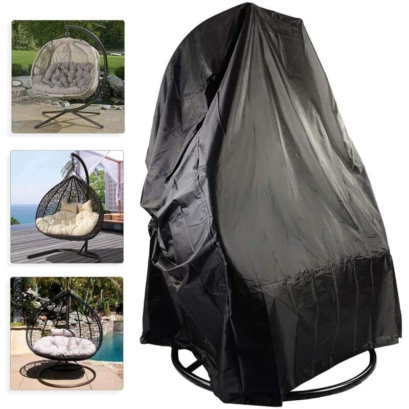 Housse De Protection Pour Chaise œuf Double - Imperméable Polyester, 230x200cm - Pour Meuble Extérieur Rotin, Noir/gris - 5