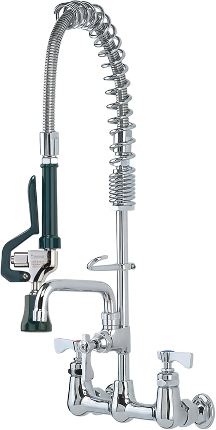 Krowne Royal Series 8" Space Saver Pre-Rinse w/Faucet, 6" Spout, Wall Mount Low Lead, 18-706L