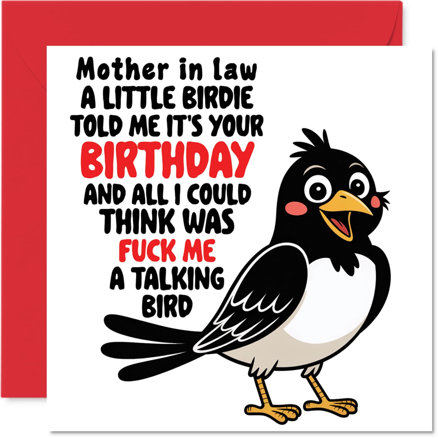 Mother in Law Birthday Card - Talking Bird - Happy Birthday Card for Mother in Law from Son Daughter, 145mm Talking Bird Bday Greeting Cards