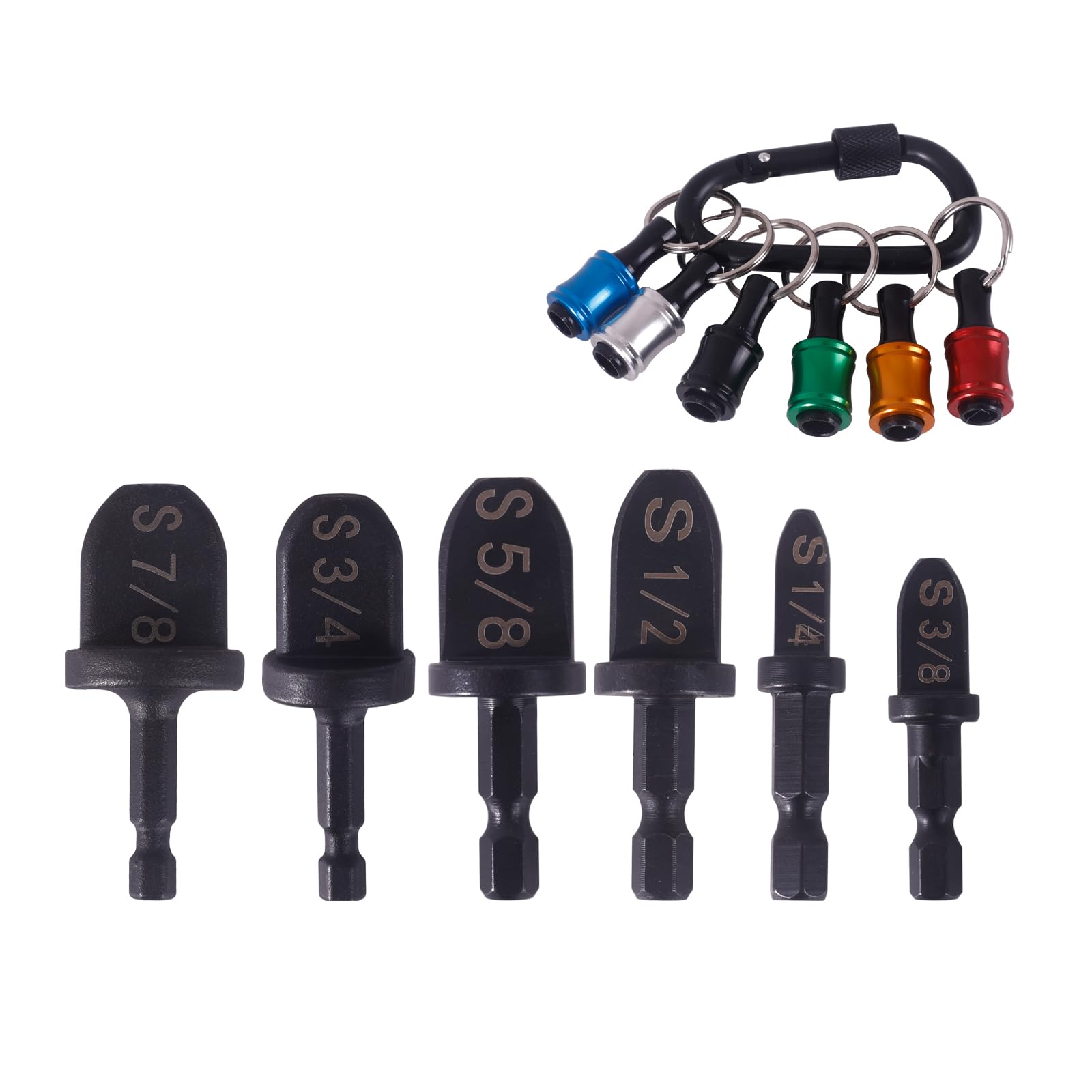 6pcs HVAC Copper Pipe Swaging Tool HVAC Copper Pipe Expander Tool with Push to Unlock 6pcs Bit Holder Key Chain