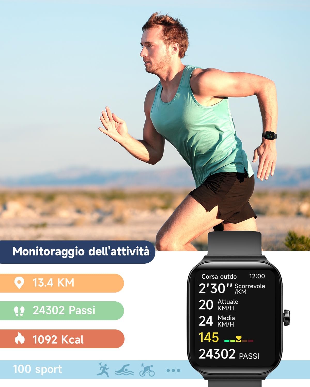 TOOBUR Smartwatch Donna Uomo Alexa Integrata, 1.95" Orologio Smartwatch Chiamate Cardiofrequenzimetro Contapassi Sonno Impermeabil IP68, 100 Sportivo, Notifiche Messaggi, Compatibile Android IOS