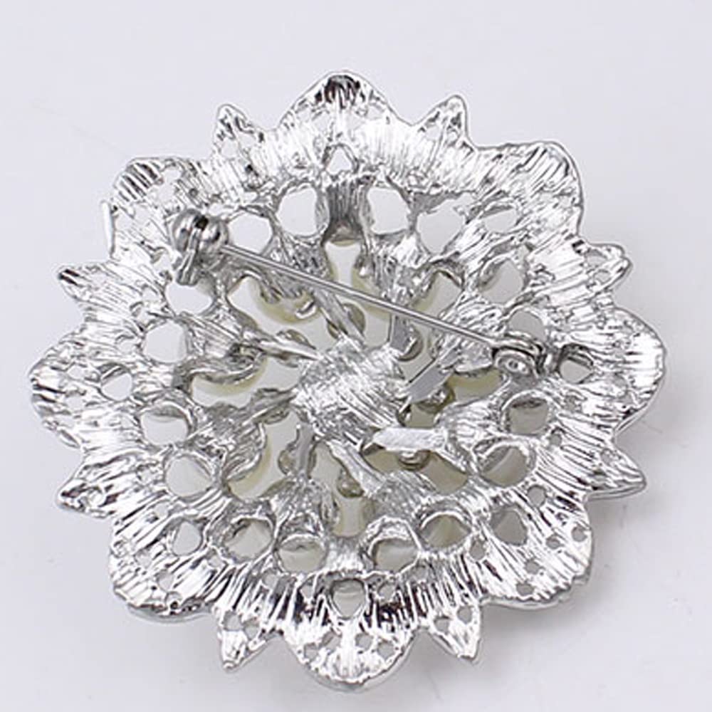 Perle Brosche Mode Weiß Imitation Perle Strass Kristall Blume Braut Brosche Handgefertigt Für Hochzeit Heiße Produkte