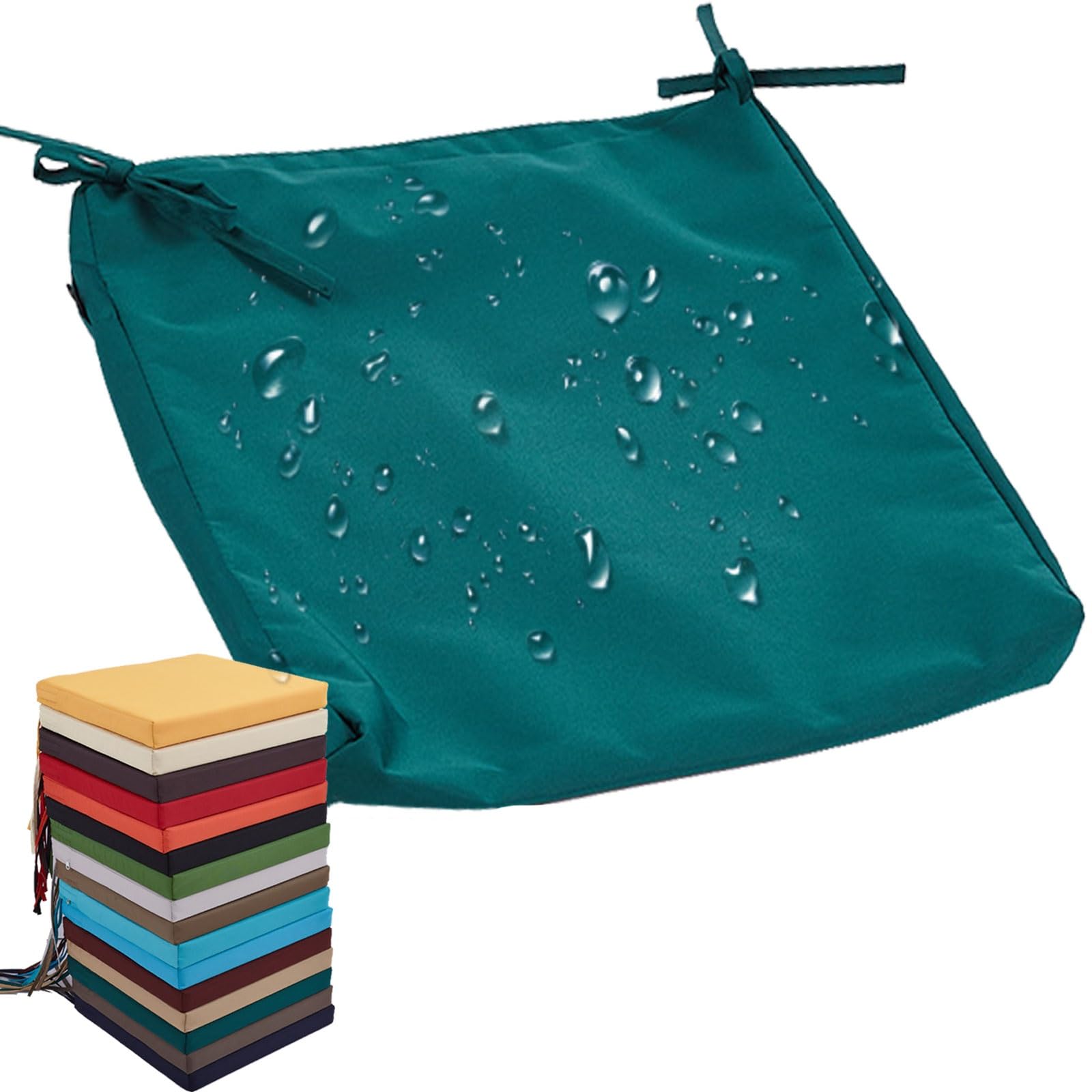 uyeoco Outdoor Seat Cushion Covers Waterproof with Zipper, 60x60cm & 50x50cm for Outside/Inside Garden Furniture, Chair Seat Pads Cover for Sofa Patio Rattan Furniture(4,47x40x8CM)