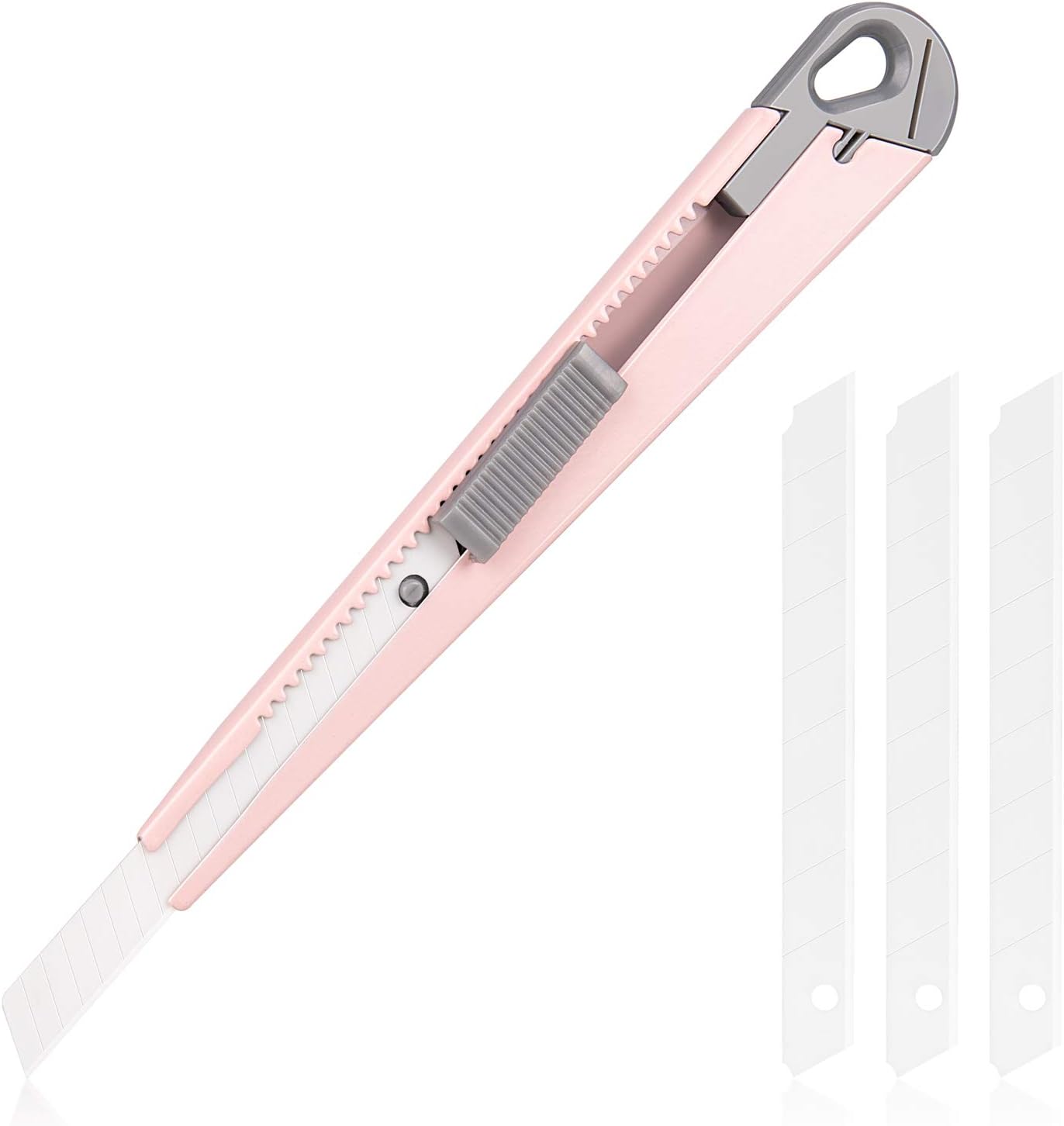 Ceramic Paper Cutter Box Cutter Foam Cutter Safety snap off Blades Retractable Utility Knife Extra 3 Blades (0.35 inch Wide) Cartons Cutting Skin Friendly Knife (Pink)