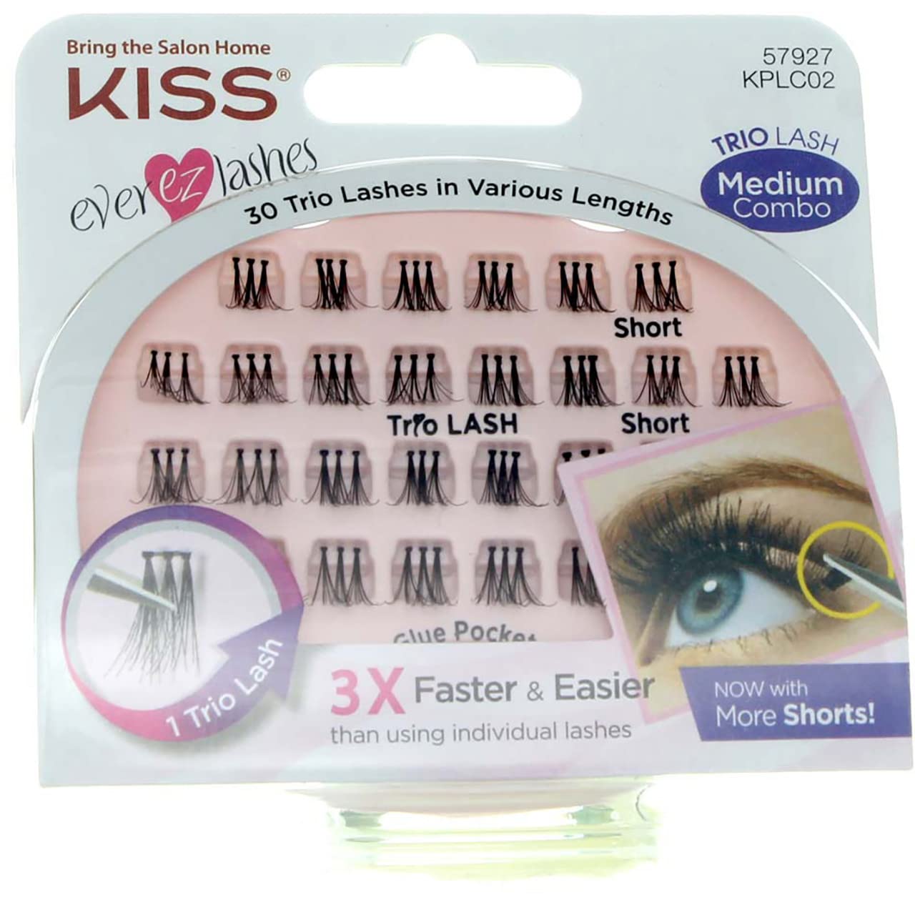 KISS Ever-Ez Trio Wimpern – Medium Combo, 30 Stück, Schnelleres Anbringen