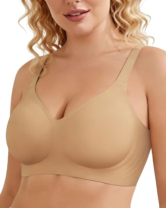 As Fairy Womens Seamless Wireless Comfort Bra with Soft Support No Underwire Push Up T-Shirt Bra