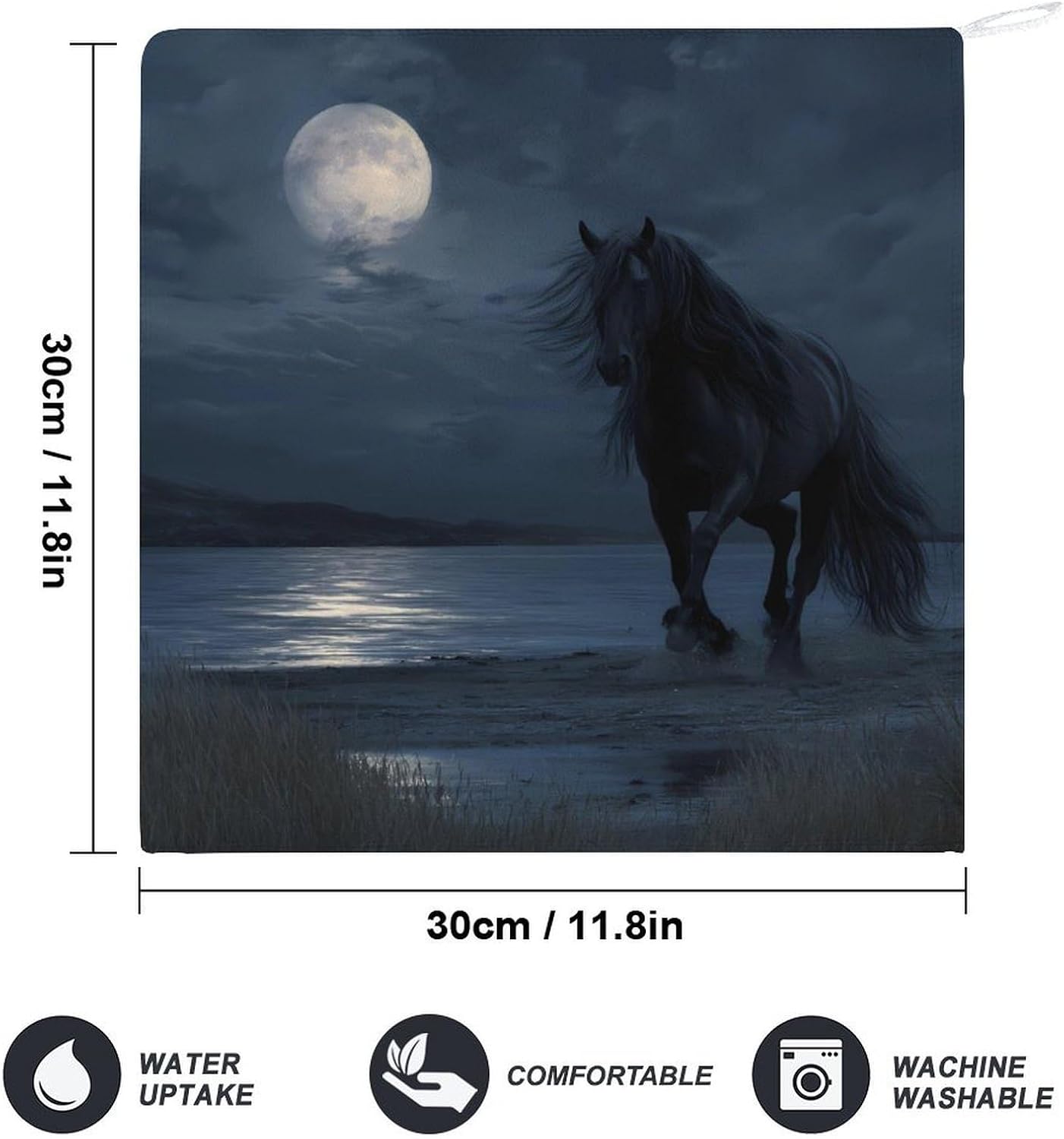 Black Stallion Horse Wild Animals Hand Towels for Bathroom Handkerchief | Absorbent,with Hanging Loop,Kitchen Towels,for Home Hotel,Soft