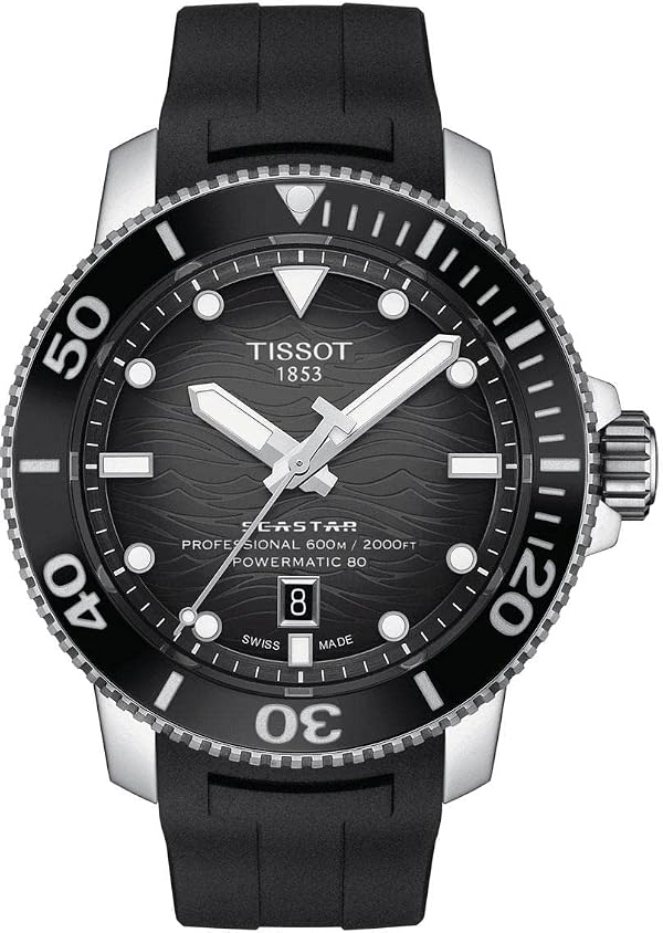 Tissot Seastar Professional 2000, Swiss Automatic Watch for Men, Diver, Stainless Steel Case, Black Silicone Strap and Gradient Dial, 46mm, T1206071744100 by Tissot - Used condition - US$726.71