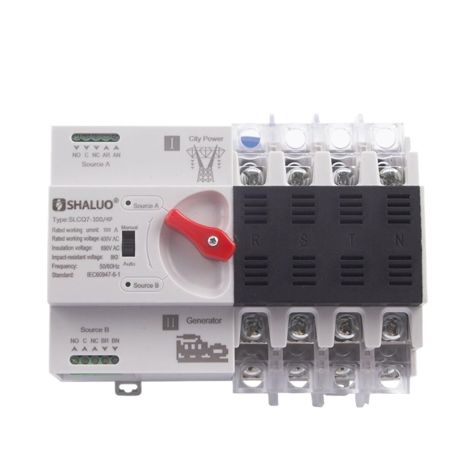 Module de commutation de transfert automatique double alimentation ATS 63A 100A inverseur