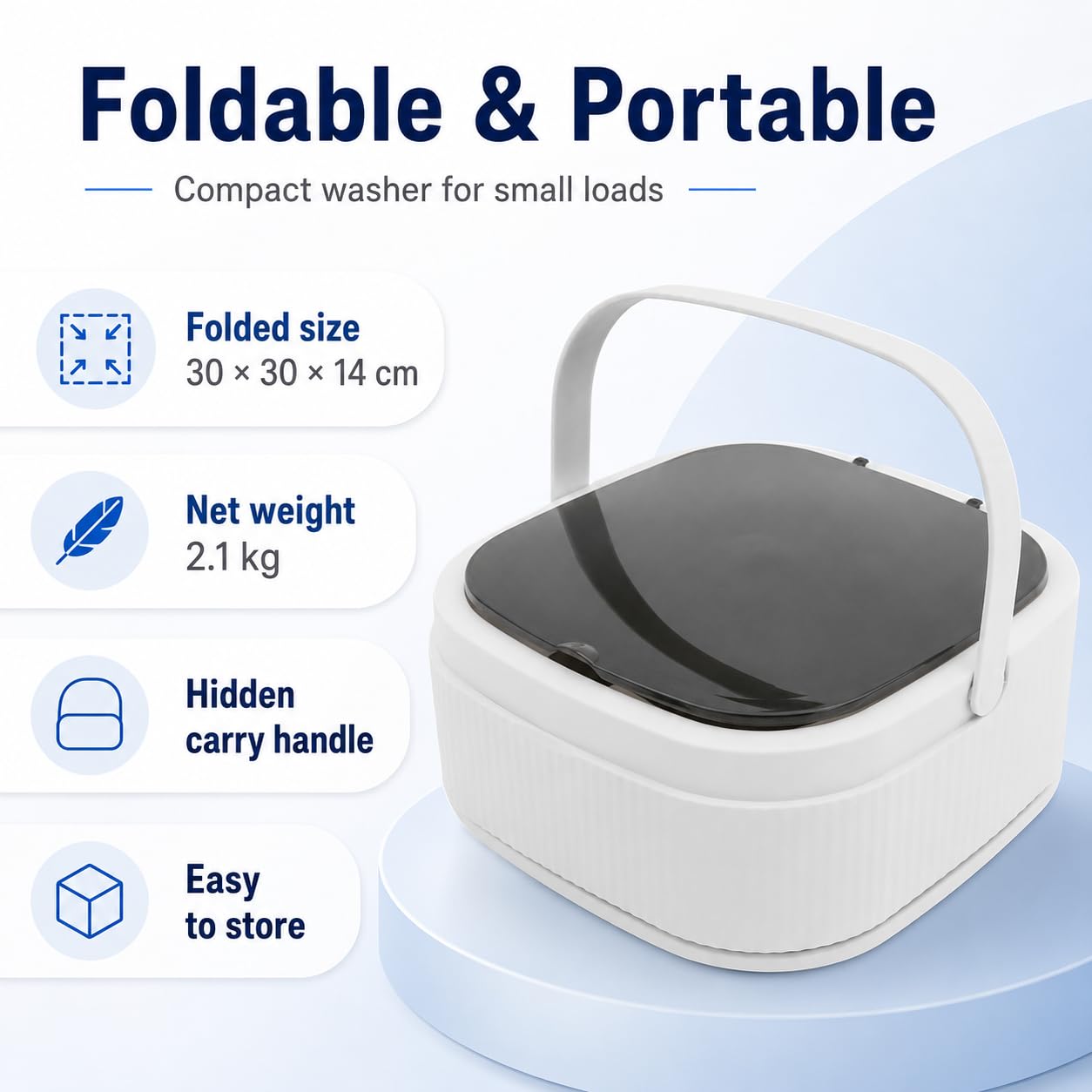 Mini machine à laver pliable, machine à laver portable 10 l avec panier essoreur, petite machine à laver électrique avec 3 modes de nettoyage pour camping, camping-car et dortoir – Semi-automatique