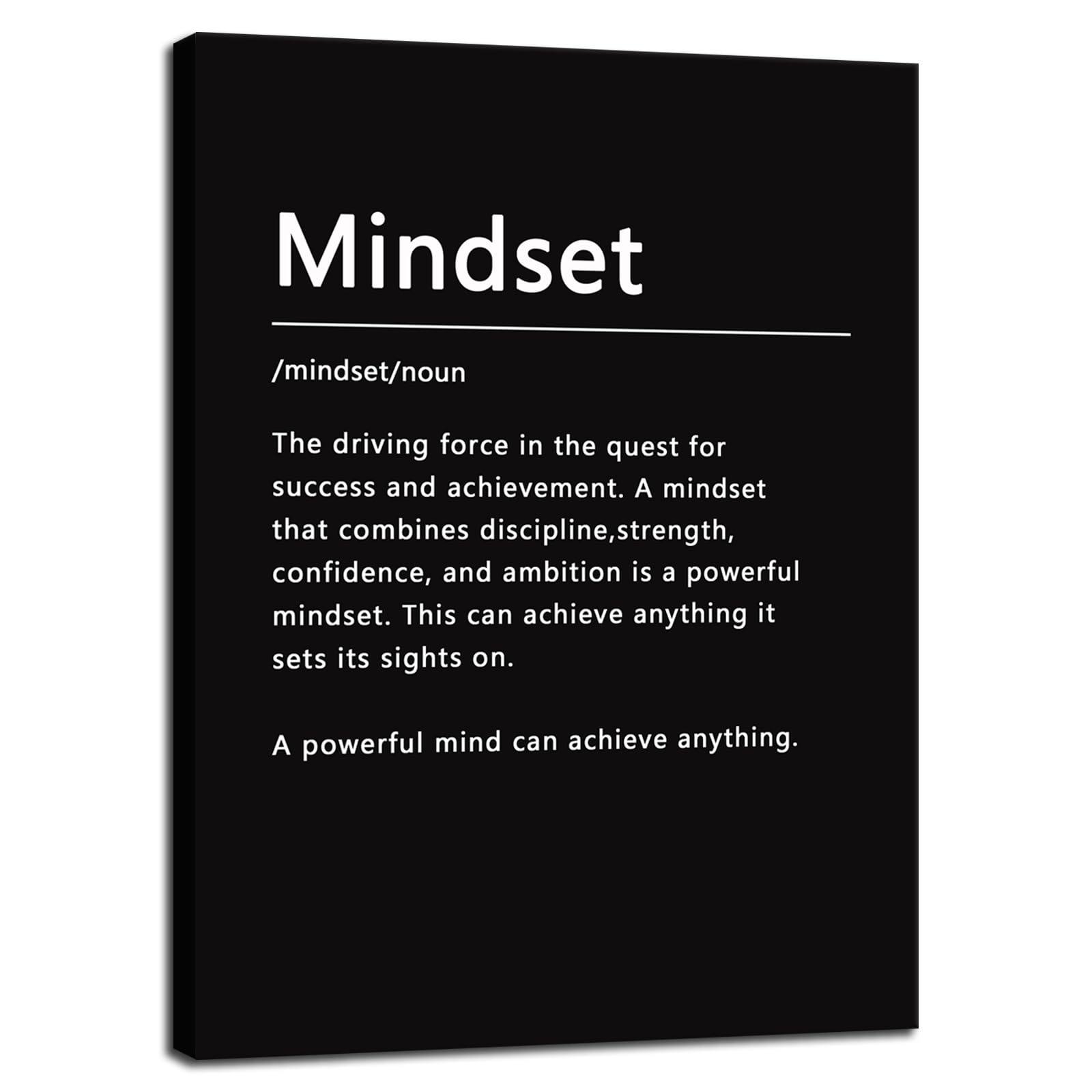 Mindset Noun Motivational Canvas Wall Art Picture Inspirational Posters Inspiring Entrepreneur Quotes Painting Print Artwork Office Decor Home Gym