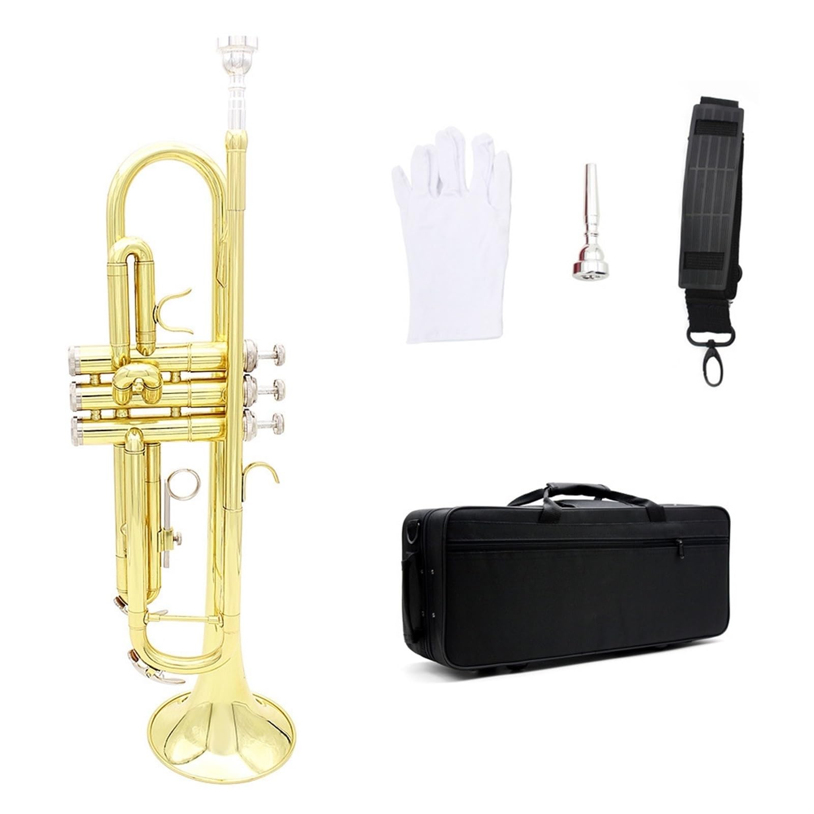 Trompeta Instrumento De Metal Trompeta De Metal Si Bemol Melodía Principiante Práctica Profesional Tocando Trompeta(Gold)