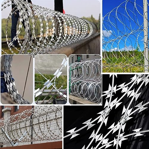 294FT Razor Wire Galvanized Barbed Wire Razor Ribbon Barbed Wire,Razor Wire for Wire Fencing,98 Feet per Roll (Roll Diameter:19" ; 45 coils/Roll) (294 FT, 1)