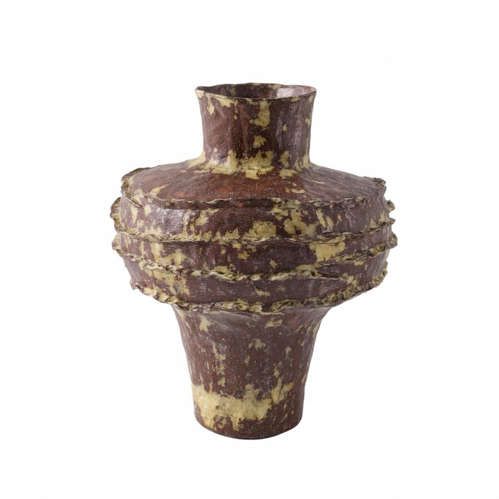 Jarrón Artístico Jarrón Decorativo Florero Escultural Jarrón de Cerámica con Cuello Estrecho y Cuerpo Textura Hecha a Mano Adecuado para Sala de Estar, Rojo Ladrillo, 29.5 29 H34cm