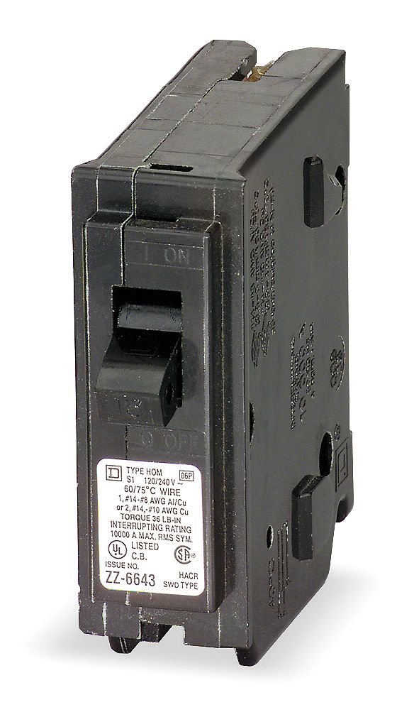 Square D QO120HID Plug In Circuit Breaker, QO, Number of Poles 1