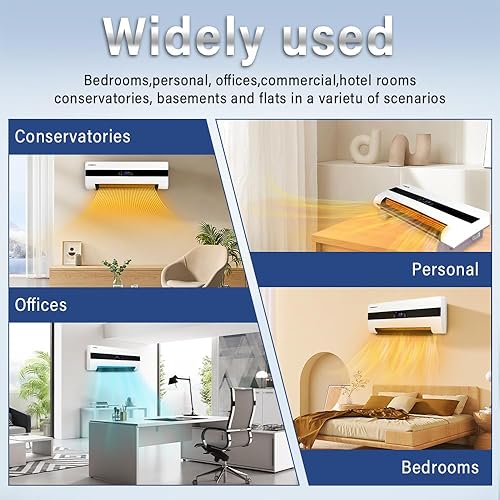 Miniatura 6 de Calentador de espacio de pared para habitación grande, calentador eléctrico de cerámica PTC de 1500 W, calentamiento rápido 3s con control remoto,