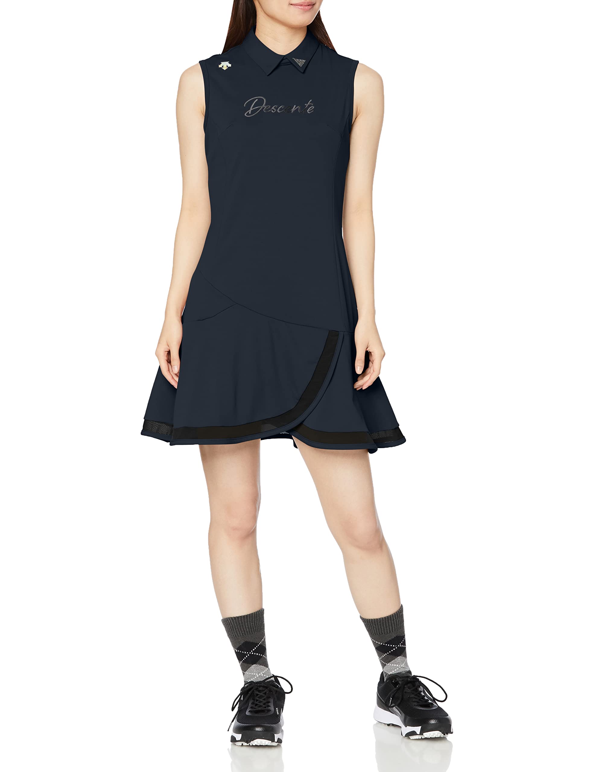 デサント【LUXE】ノスリーブワンピース SWAROVSKI スワロフスキー　L デサント【LUXE】ノスリーブワンピース SWAROVSKI