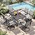 PHI VILLA Patio Dining Set for 6, Large Metal Table and 6 Outdoor Swivel Dining Chairs with Textilene Mesh Fabric, All Weather Patio Dining Furniture Set for Deck Lawn Garden (Gray)