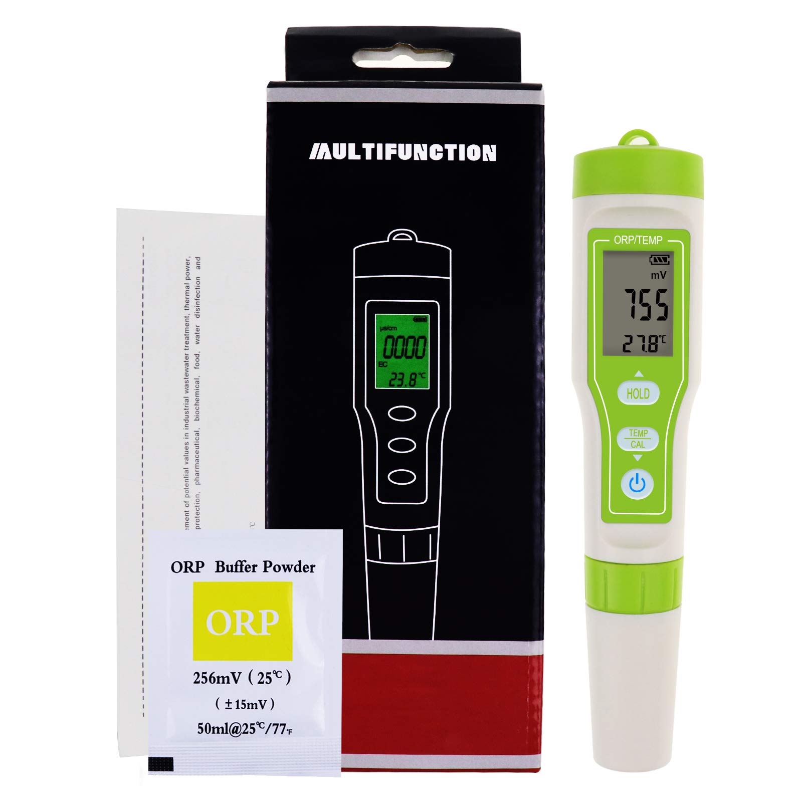 Pensize Orp Redox Tester -1200~1200mv Avec Tampon D'éTalonnage Orp Pour la Mesure de la Qualité de L'Eau ± 2mv Compteur de Potentiel de Réduction D'Oxydation Haute PRécision