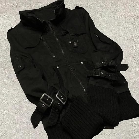 Goth Jackets Y2k Clothing Vintage Women Punk Zipper Hoodies Streetwear Harajuku Emo Sweatshirts Tops