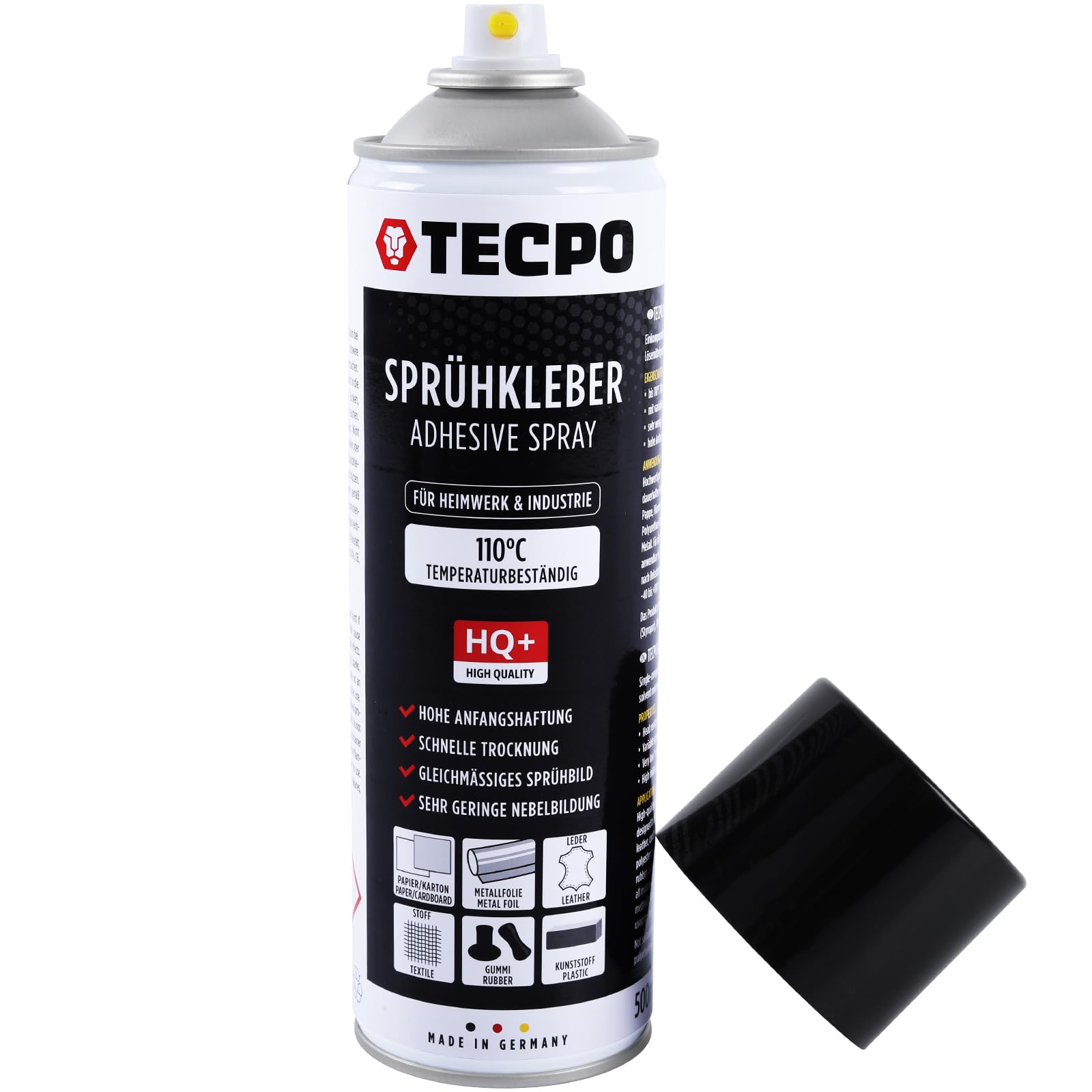 TECPO Lot de 12 sprays de colle 1K pour mousse de ciel de toit, ciel nuageux et panneaux acoustiques, transparent, résistant à la chaleur jusqu'à 110 °C, 500 ml