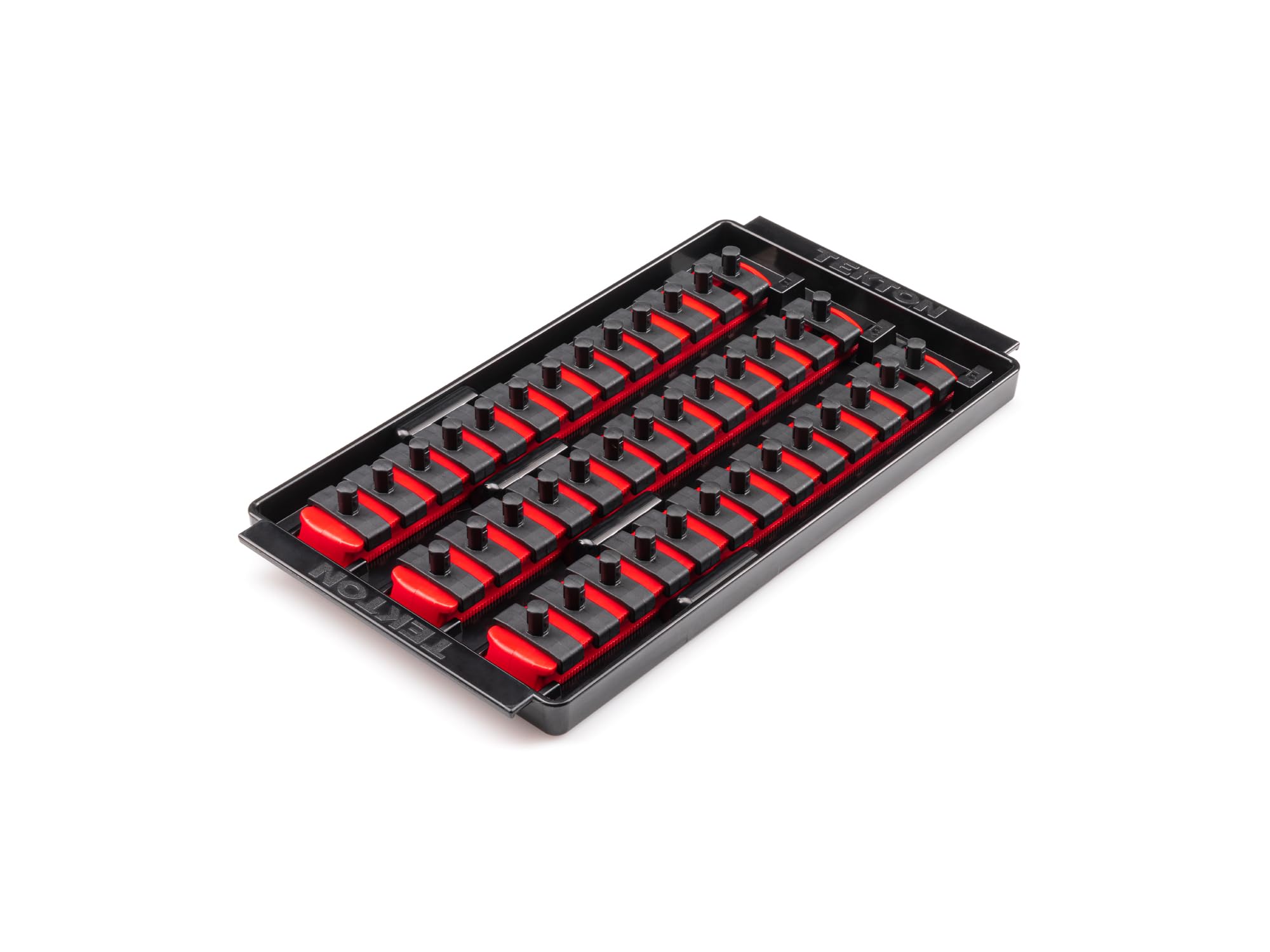 TEKTON 1/4 Inch Drive 3-Rail Socket Organizer Set, Red (39-Tool) | OST05139 | Made in USA