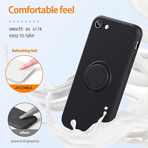 Miniatura 9 de Funda para Samsung Galaxy S22, con soporte de anillo giratorio de 360 y correa de silicona líquida de primera calidad, delgada, a prueba de golpes,