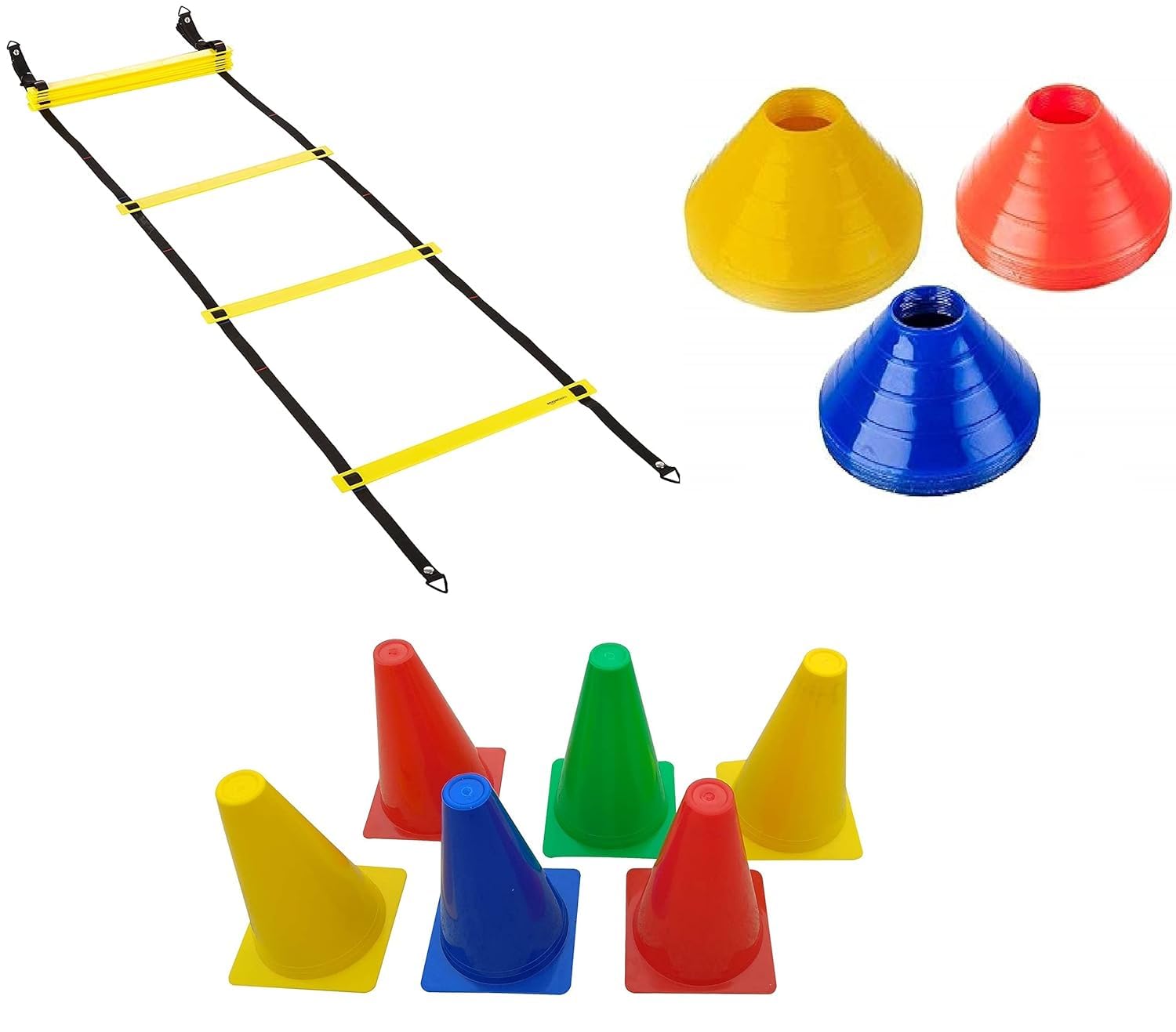 PVC Cones, Pack 10, 20 Space Markers and Ladder Agility, 4 Meter Combos (Pack of 10)-image-16