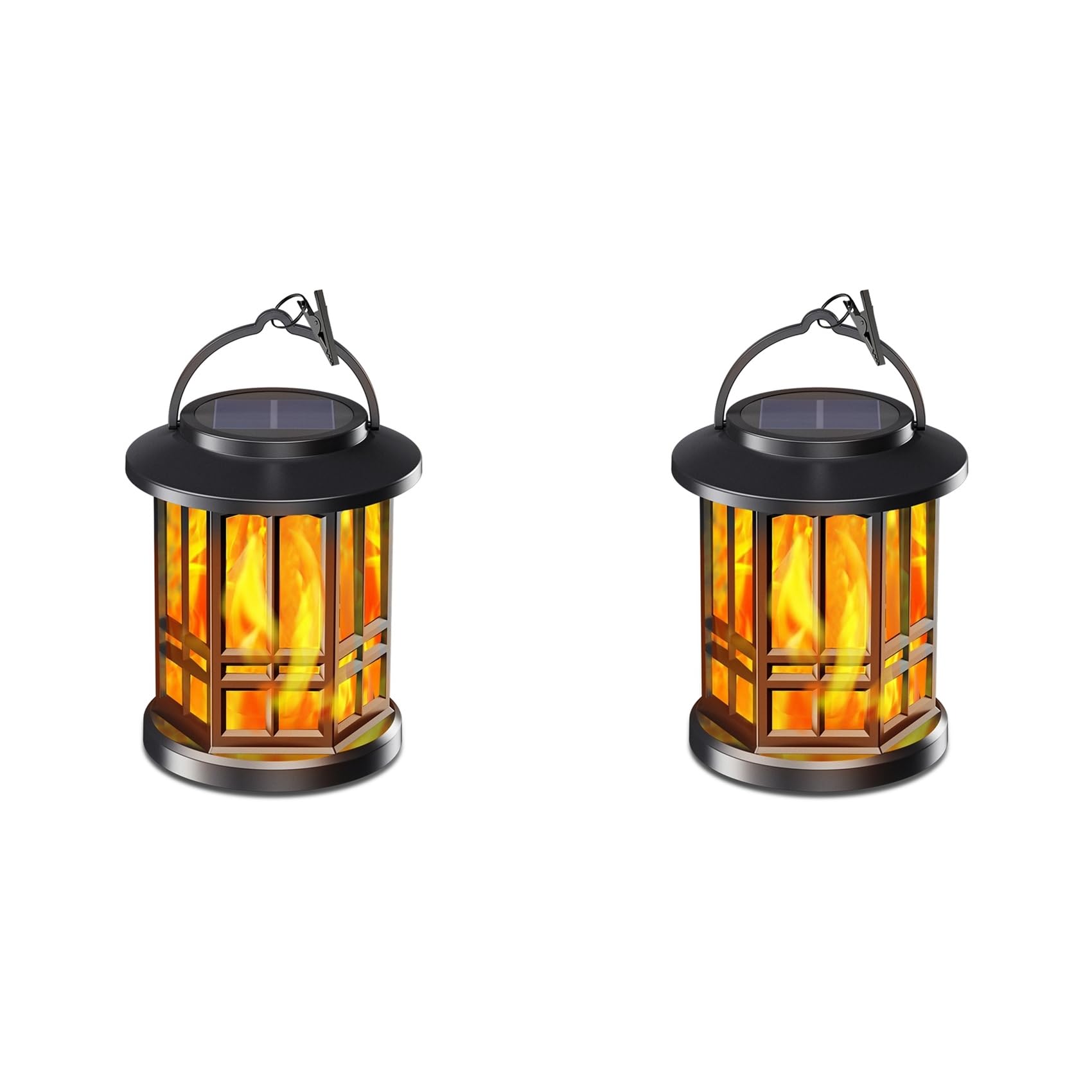 Hndhbfgrt 2X Solar Flameless Lantern Light Hanging Dancing Flame Lantern Light Auto On/Off Decorative Fire Lanterns