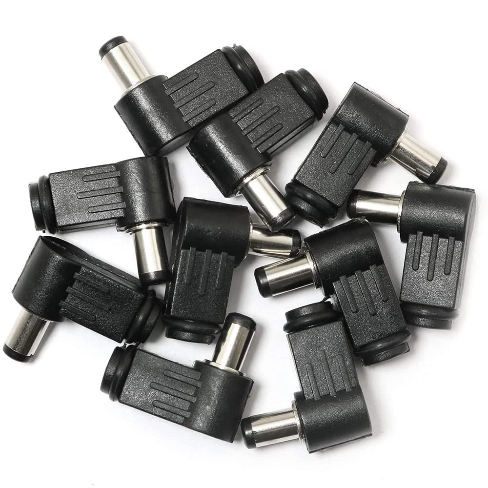 10 Piezas 90 Grados Ángulo Recto 2,5X5,5mm 2,5mm Cable de Alimentación Cc Enchufe Macho Conector Adaptador de Punta de Cable de Soldadura, 5525