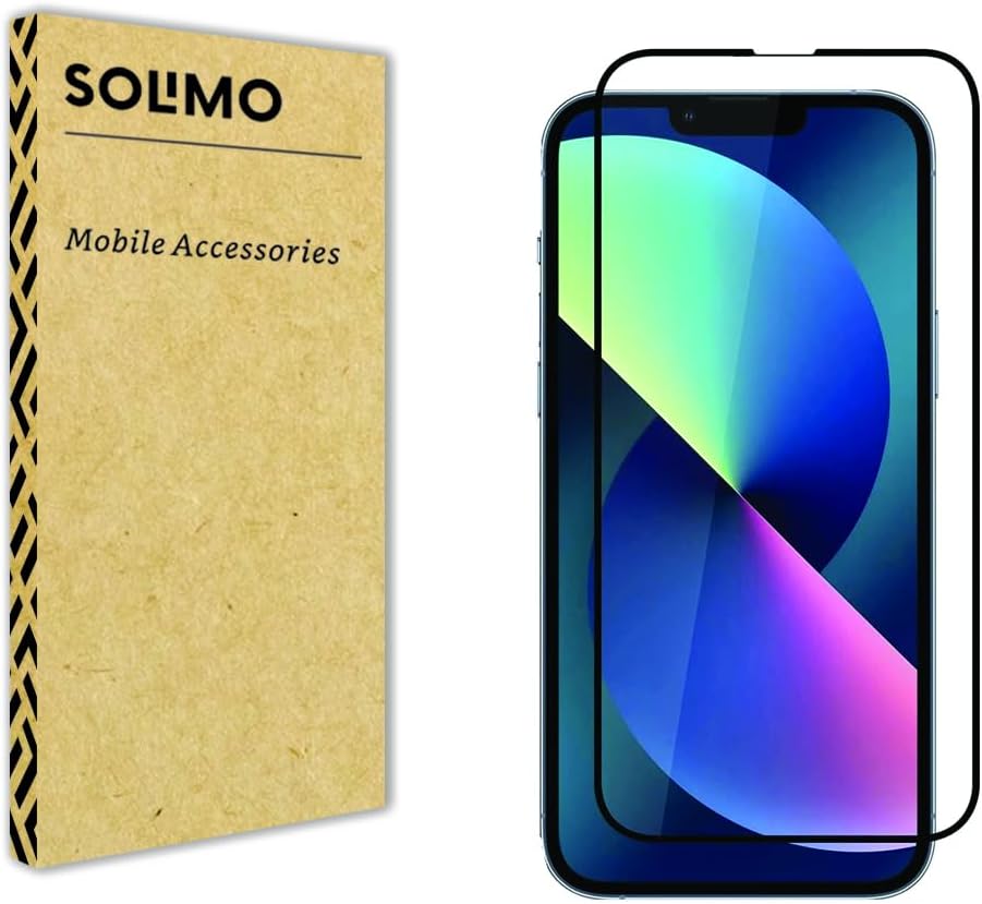 Amazon Brand - Solimo Tempered Glass Screen Protector for iPhone 13, 13 Pro & 14 with Edge-To-Edge Protector (6.1 inches)