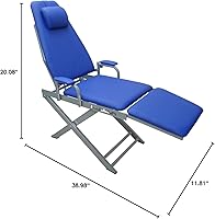 Vista 2 de Por~Mesa Plegable Mo~Bile Ch~air con lámpara y Tr~ay + Wa~ste Lavabo Azul