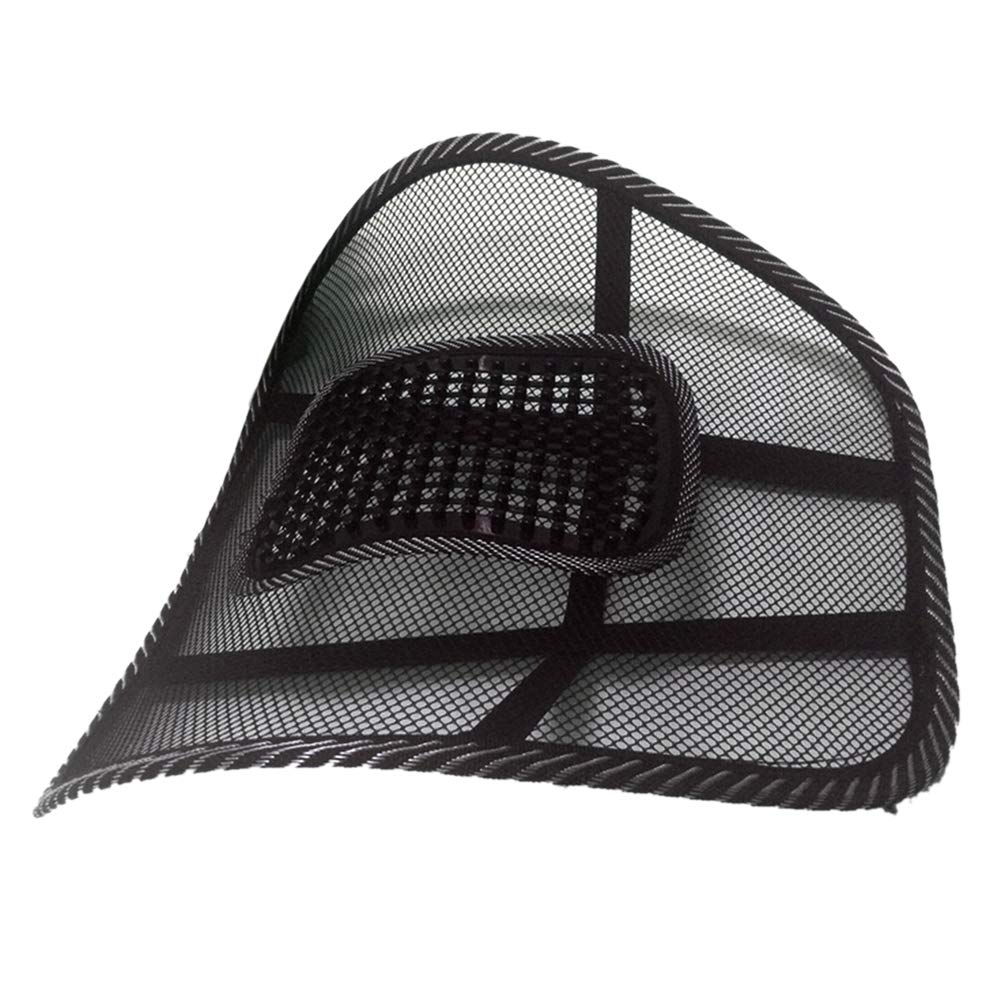 POENVFPO Almohada de Apoyo Lumbar, Almohada de Masaje de Espalda de Tela de Malla de 40 X 40 Cm, Diseño de Flujo de Aire, Alineación de la Columna Vertebral, Nodos de Masaje Elevados, Correa (Black)