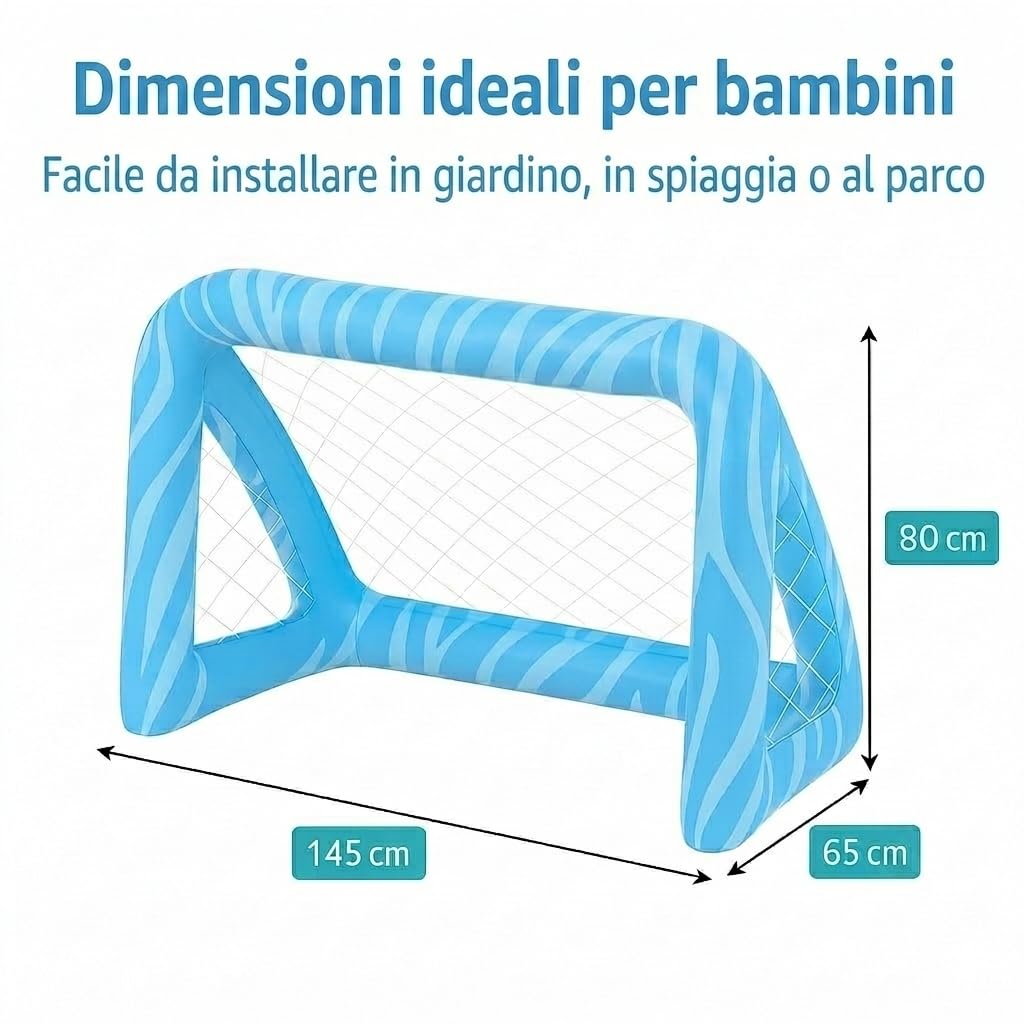 SkyBound Set 2 Porte Gonfiabili da Pallanuoto: Il miglior gioco in piscina per bambini - Porta da calcio acquatico con 4 zavorre e palla - Ideale per l'estate e feste in giardino - Pack da 2.