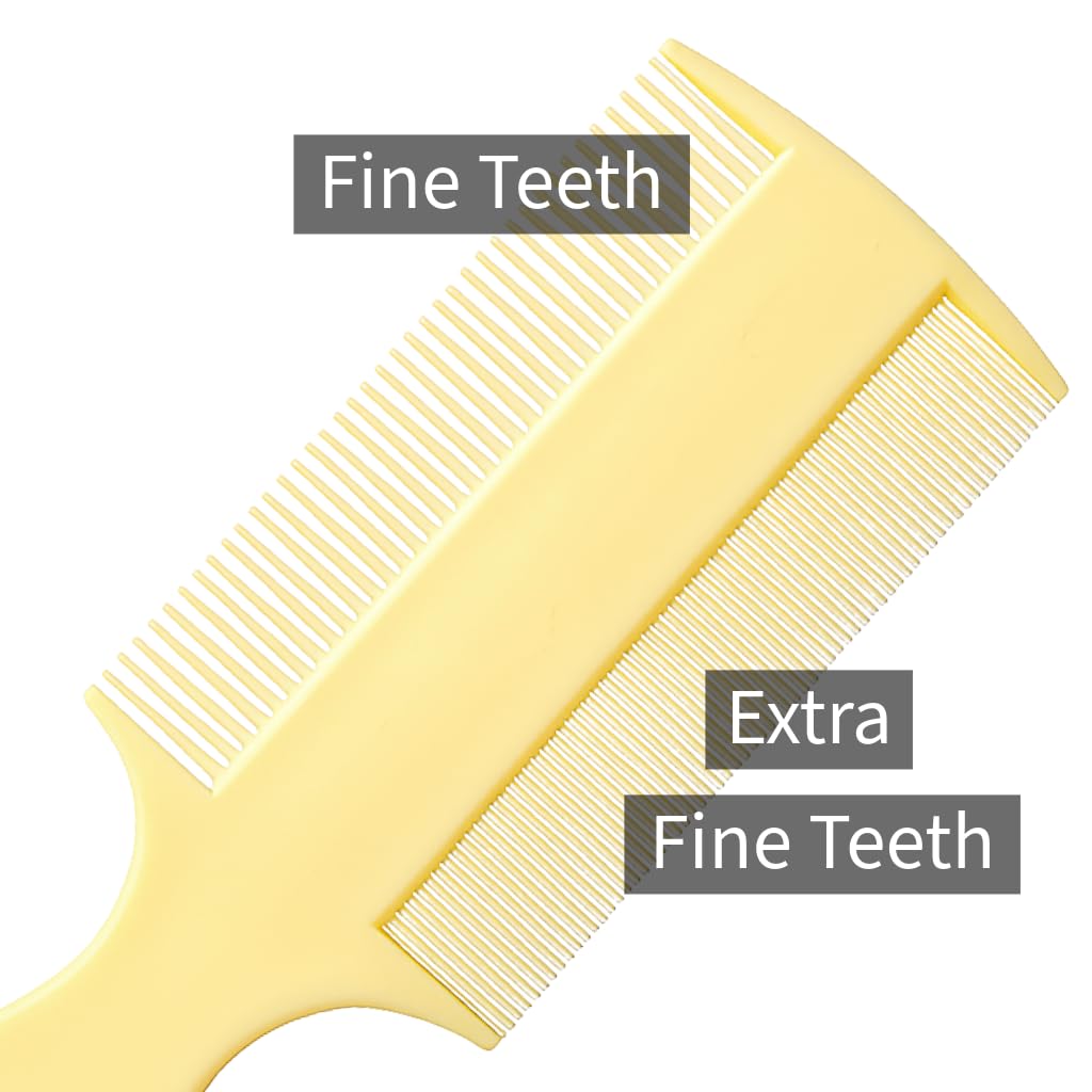 Peine de dientes finos [Pack de 3] dientes redondeados de doble cara finos y extrafinos para bebés recién nacidos y bebés (3)