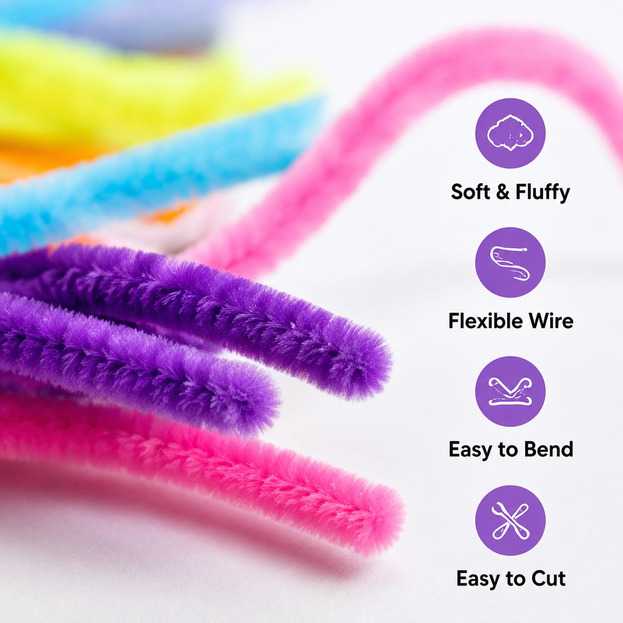 iFFkuwi 300pcs Colorful Pipe Cleaners Bulk 12x0.24in, 20 Colors Chenille Stems – Pipe Cleaners Craft Supplies for DIY and Handmade Decorations