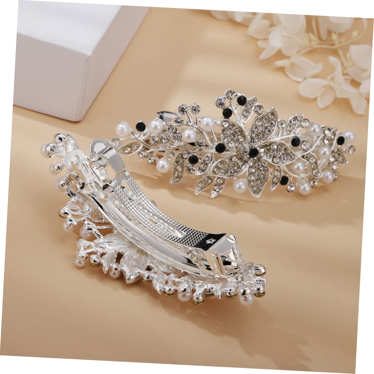 5pezzi Fermaglio Per Con Perle e Strass Per Donne Elegante Clip Per Acconciature Da Cerimonia e Festa Accessorio Per Sposa e Compleanno Design Chic e Delicato Facile Da Indossare e