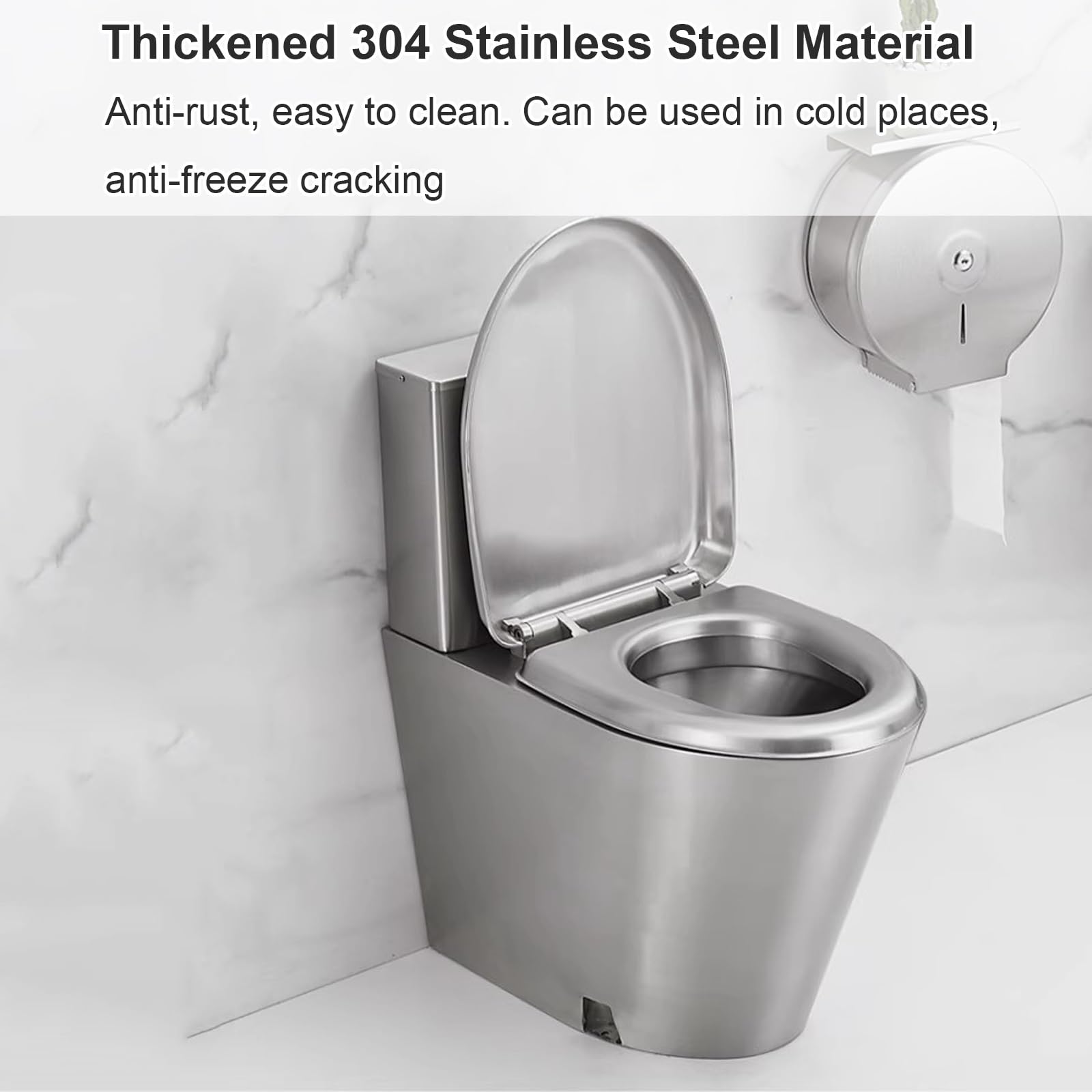 F 304 - Sifón de inodoro de acero inoxidable anticongelante pesado para uso comercial y doméstico, ideal para centros comerciales y baños públicos, color marrón
