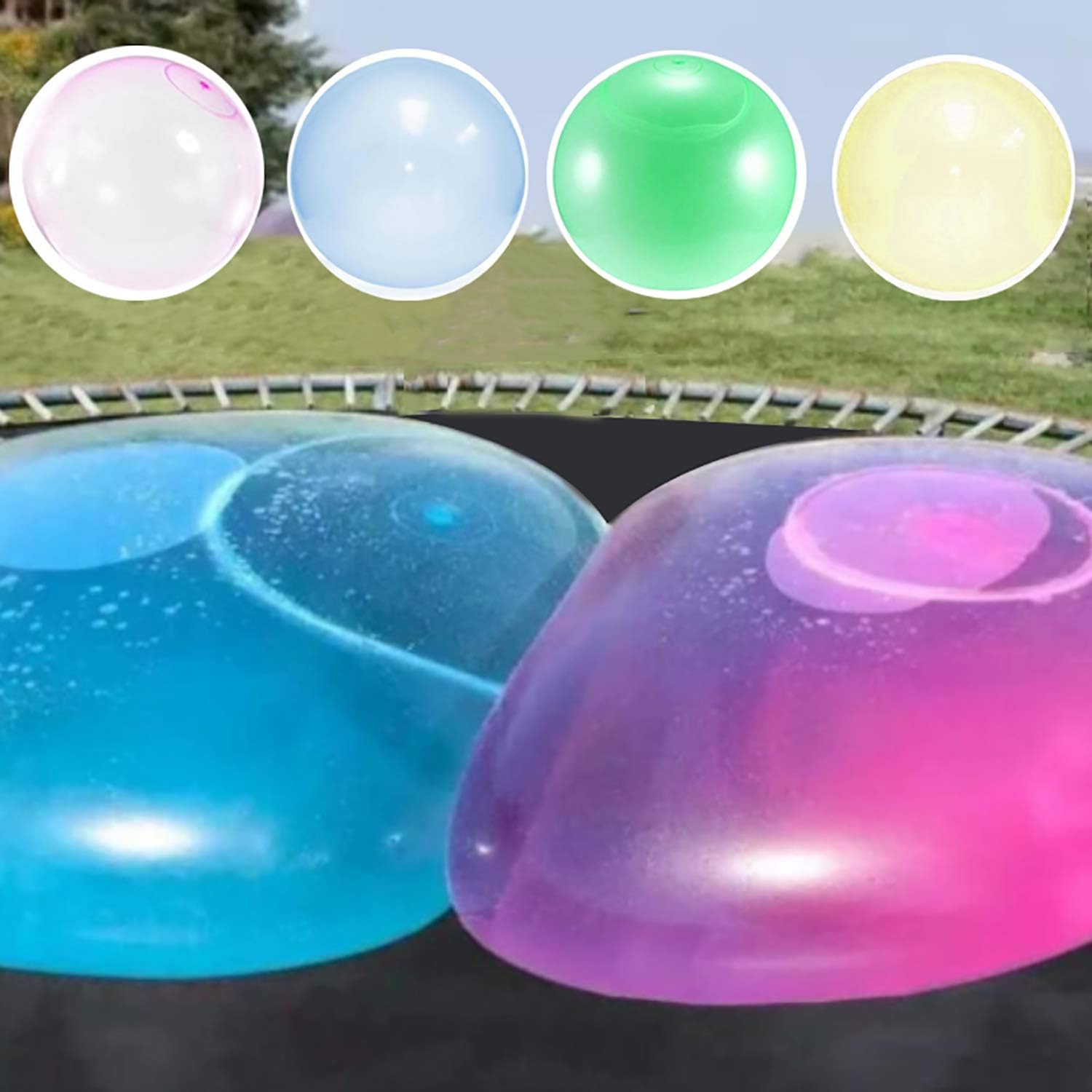 4 PCS Large Bubble Ball Magic Bubble Balls Transparent Bounce Balloon Inflatable Water Ball Beach Garden Ball Soft Rubber Ball Outdoor Party